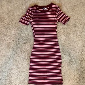 Pink striped form fitting dress